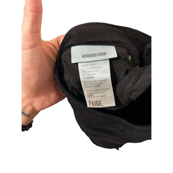 Paige Verdugo Cropped Mid Rise Ankle Skinny Jeans Black Denim Dark Wash Size 30 - Picture 13 of 16